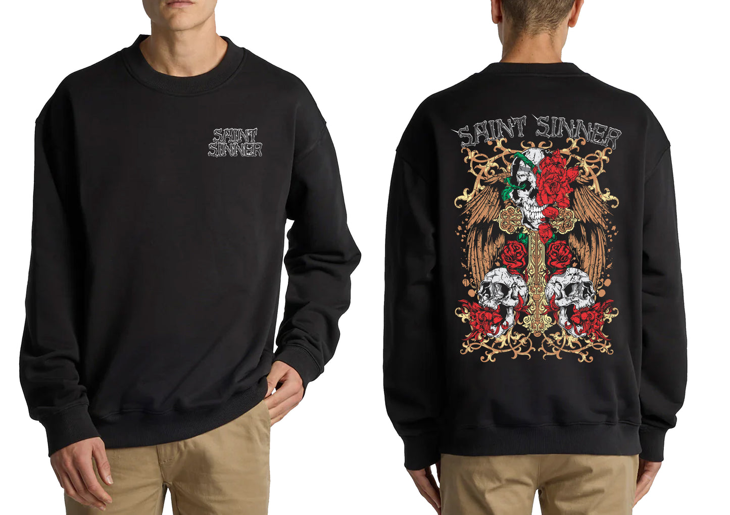 SKULL & CROSSBONES CREW NECK JUMPER | SAINT SINNER STREETWEAR