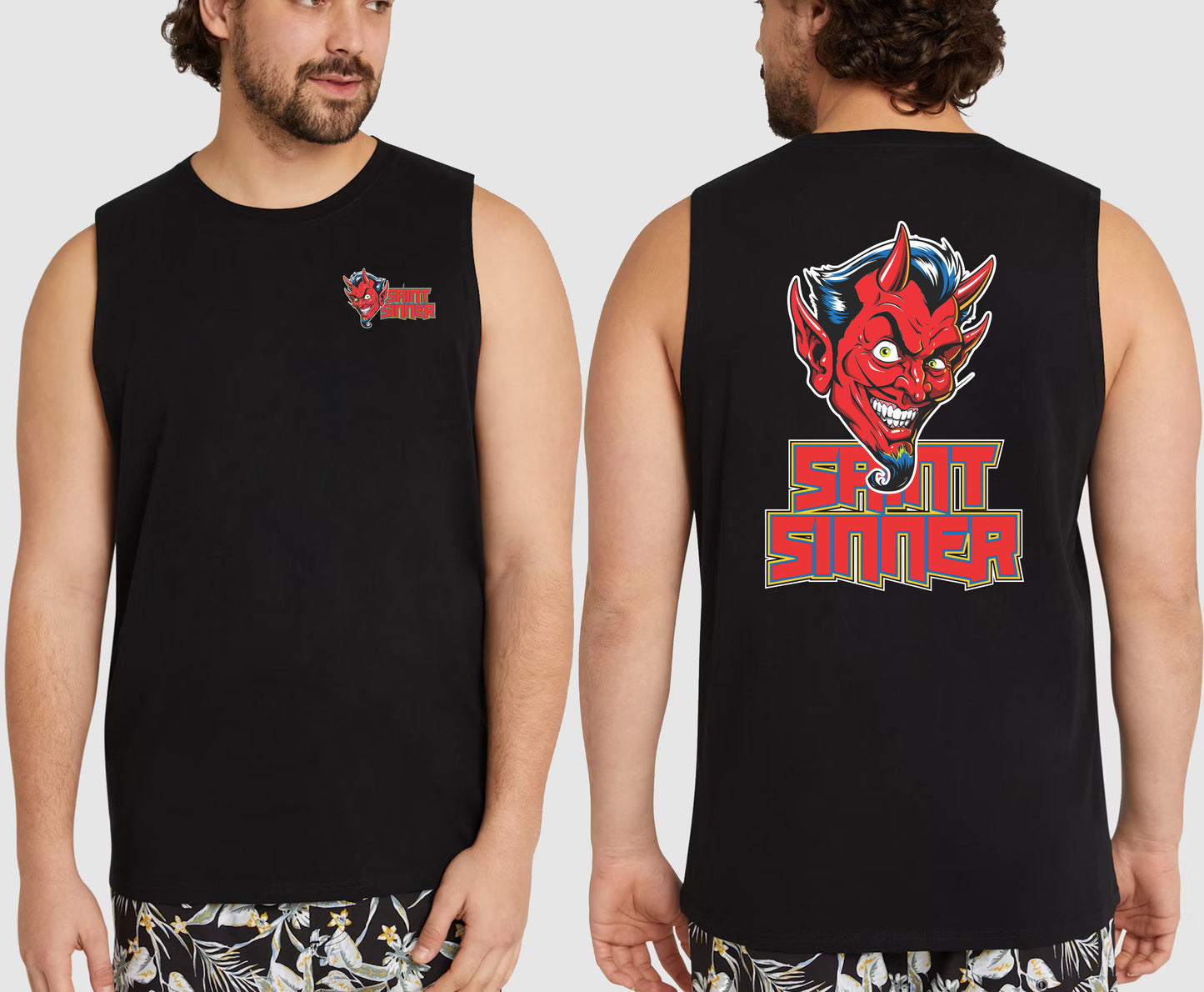 DEVIL FACE ROSE KING SIZE MUSCLE TEE | SAINT SINNER STREETWEAR