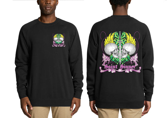 2 SKULLS CREW NECK JUMPER | SAINT SINNER STREETWEAR
