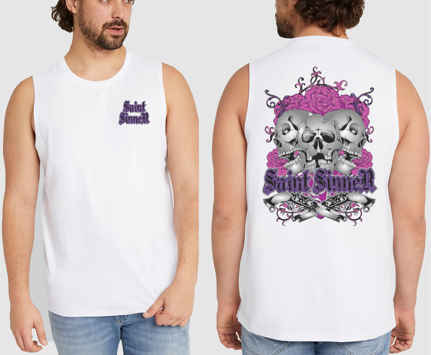 2 GUNS KING SIZE MUSCLE TEE | SAINT SINNER STREETWEAR