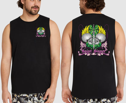 2 SKULLS KING SIZE MUSCLE TEE | SAINT SINNER STREETWEAR