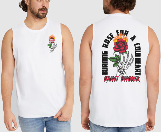 BURNING ROSE KING SIZE MUSCLE TEE | SAINT SINNER STREETWEAR