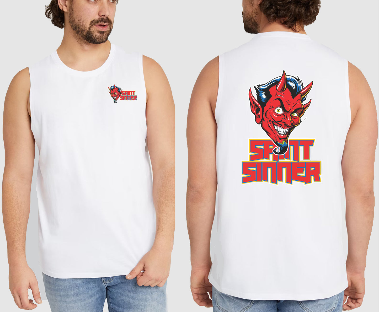 DEVIL FACE ROSE KING SIZE MUSCLE TEE | SAINT SINNER STREETWEAR