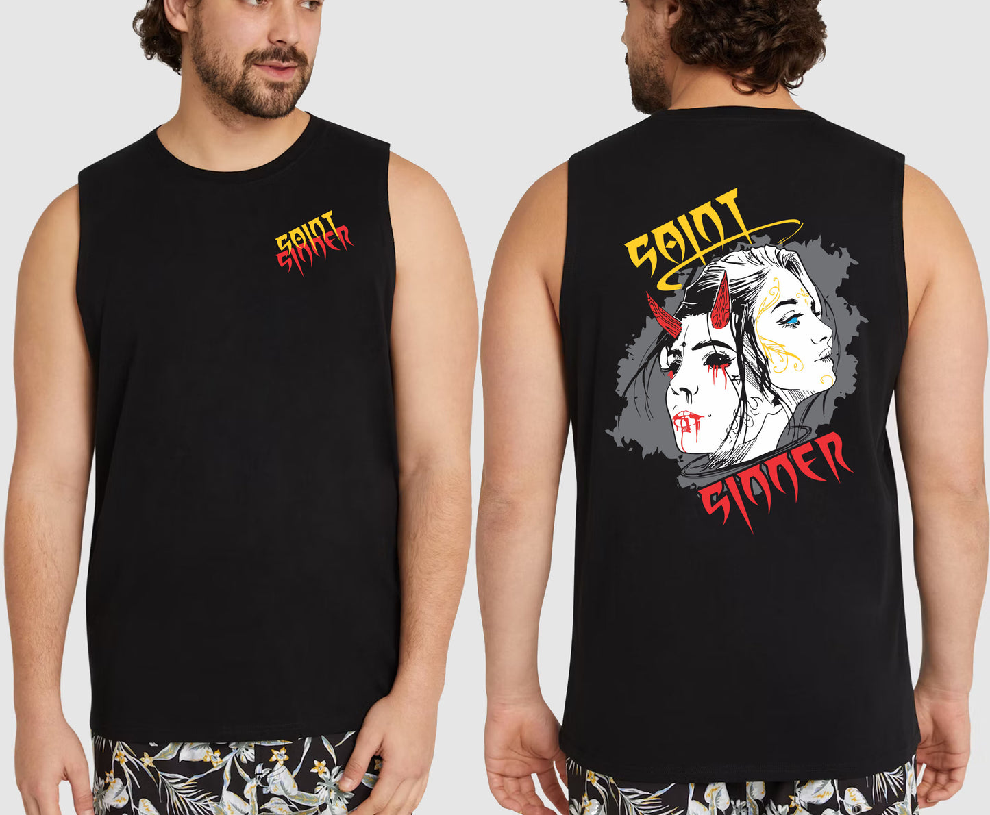 SAINT SINNER FACES KING SIZE MUSCLE TEE | SAINT SINNER STREETWEAR