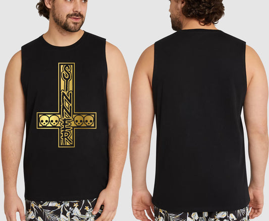 SINNER CROSS KING SIZE MUSCLE TEE | SAINT SINNER STREETWEAR