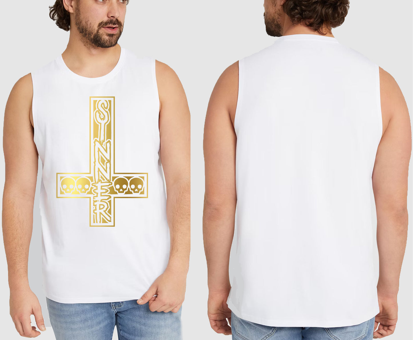 SINNER CROSS KING SIZE MUSCLE TEE | SAINT SINNER STREETWEAR