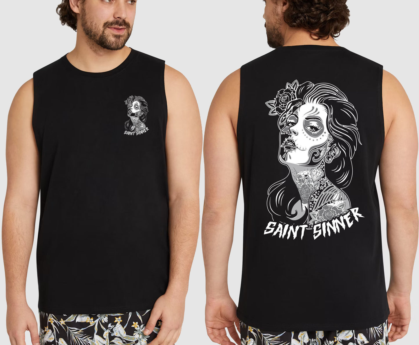 SUGAR SKULL KING SIZE MUSCLE TEE | SAINT SINNER STREETWEAR