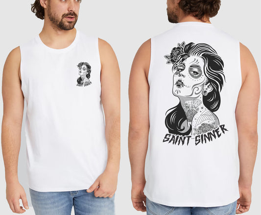 SUGAR SKULL KING SIZE MUSCLE TEE | SAINT SINNER STREETWEAR