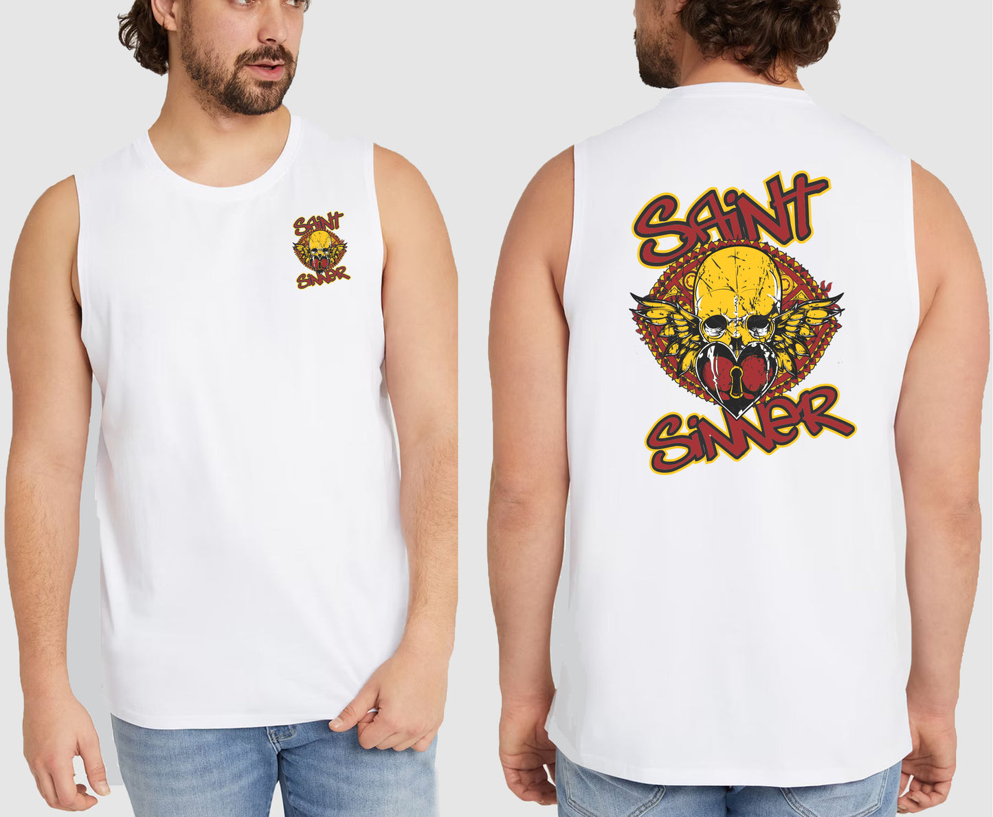 BUTTERFLY SKULL KING SIZE MUSCLE TEE | SAINT SINNER STREETWEAR