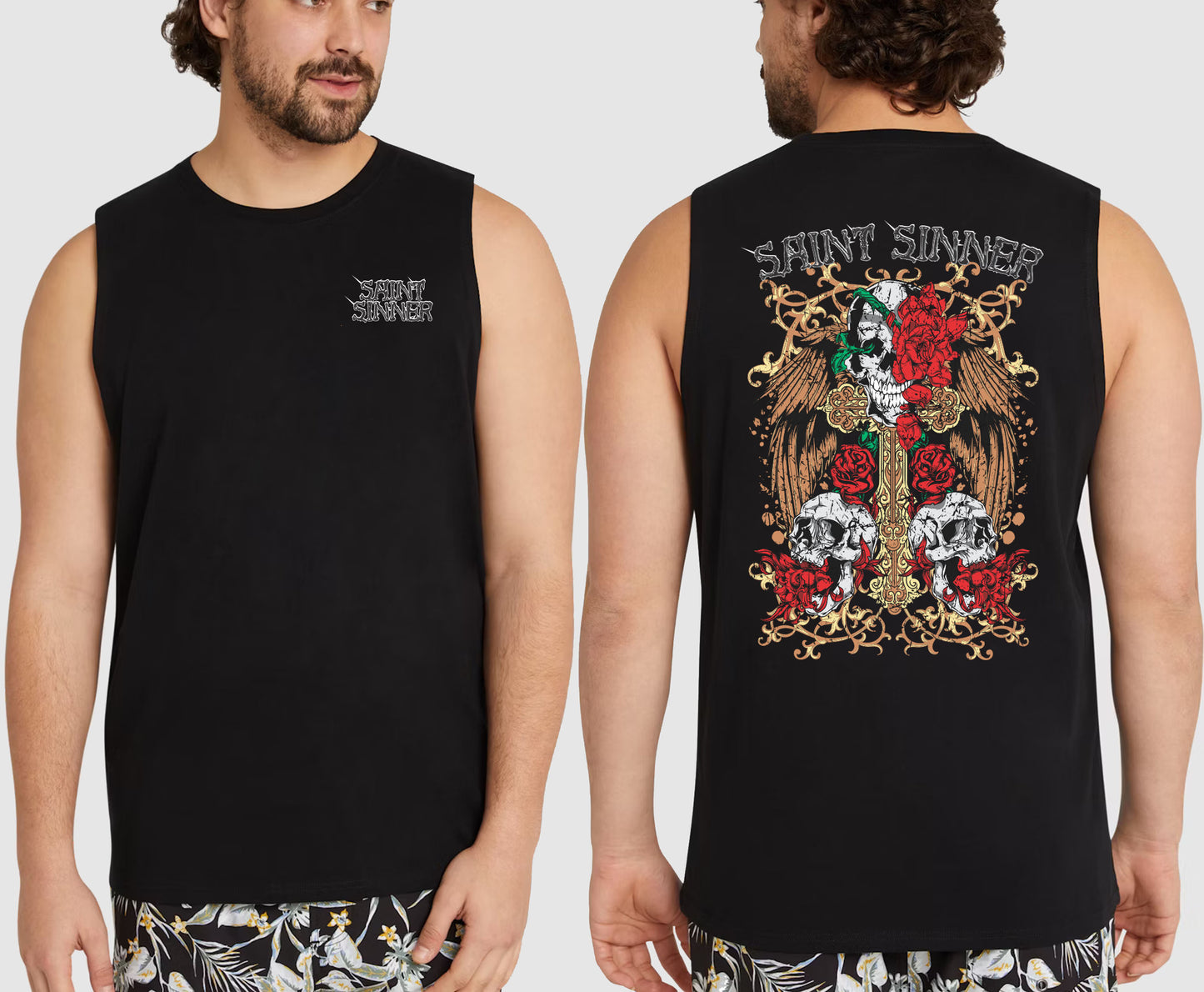 SKULL CROSS KING SIZE MUSCLE TEE | SAINT SINNER STREETWEAR