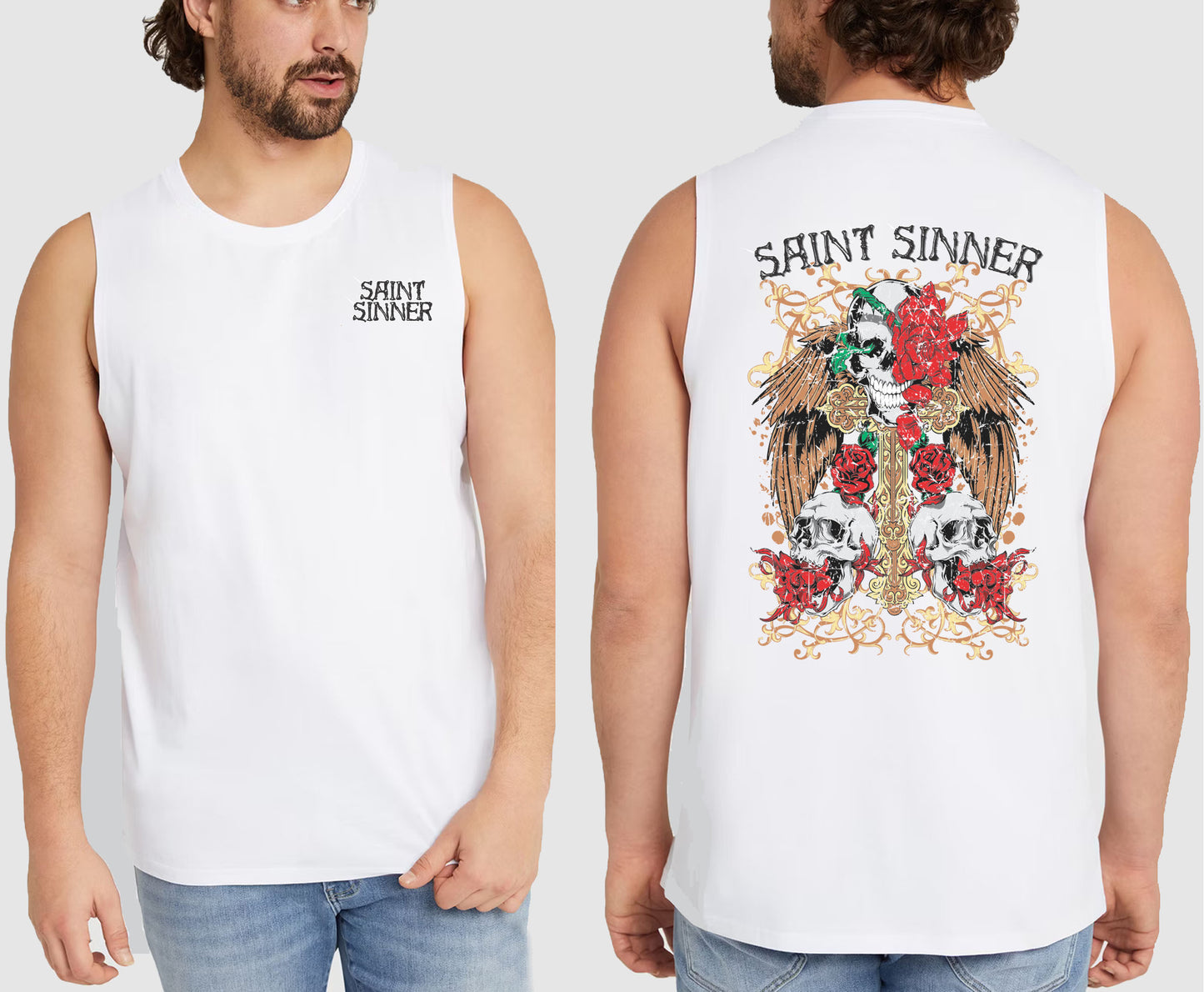 SKULL CROSS KING SIZE MUSCLE TEE | SAINT SINNER STREETWEAR