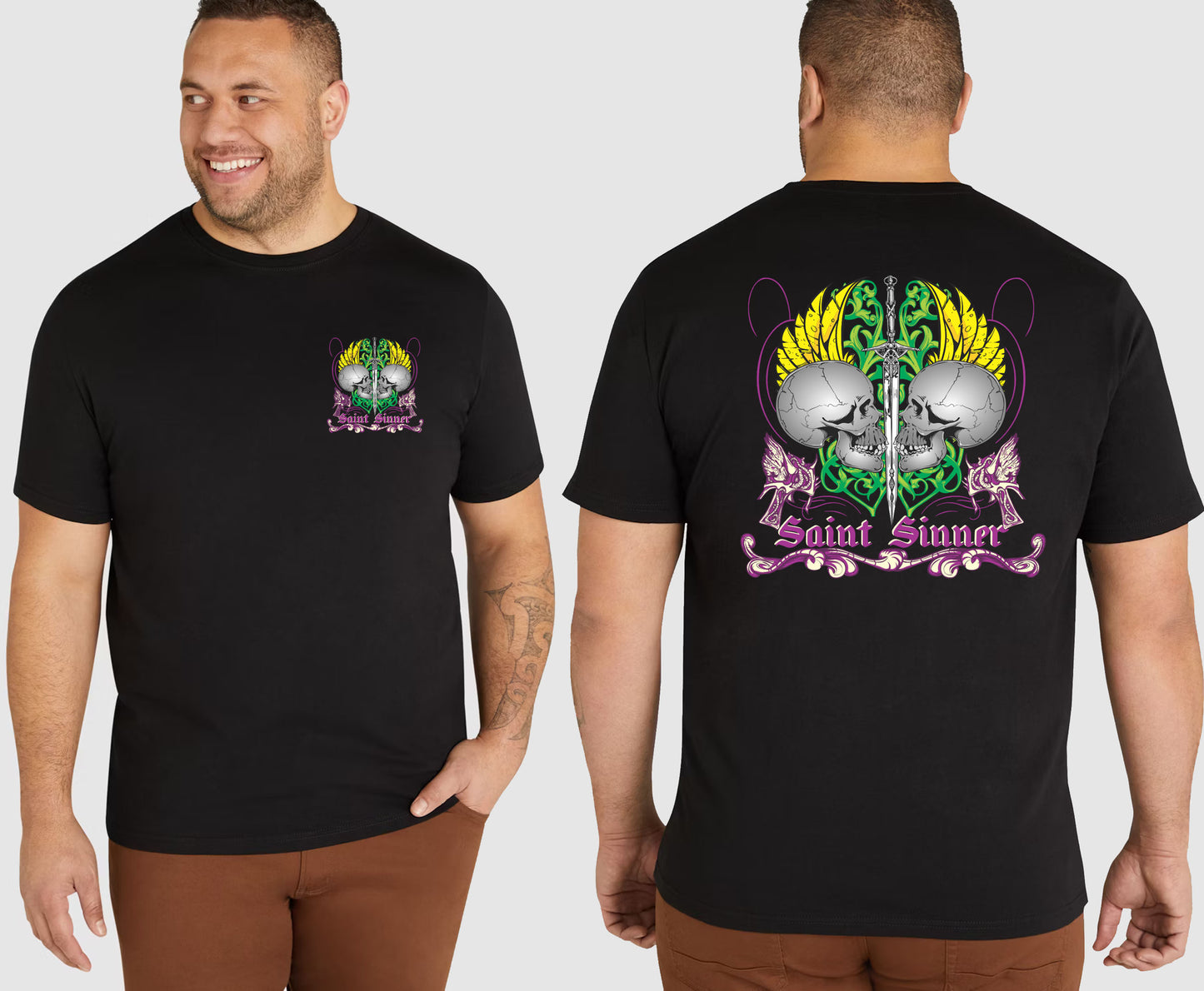 2 SKULLS KING SIZE T-SHIRT | SAINT SINNER STREETWEAR