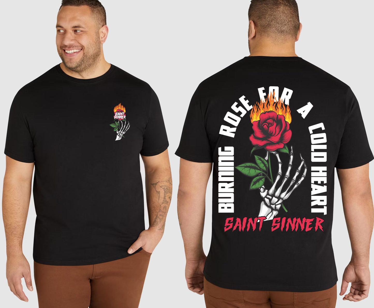 BURNING ROSE KING SIZE T-SHIRT | SAINT SINNER STREETWEAR