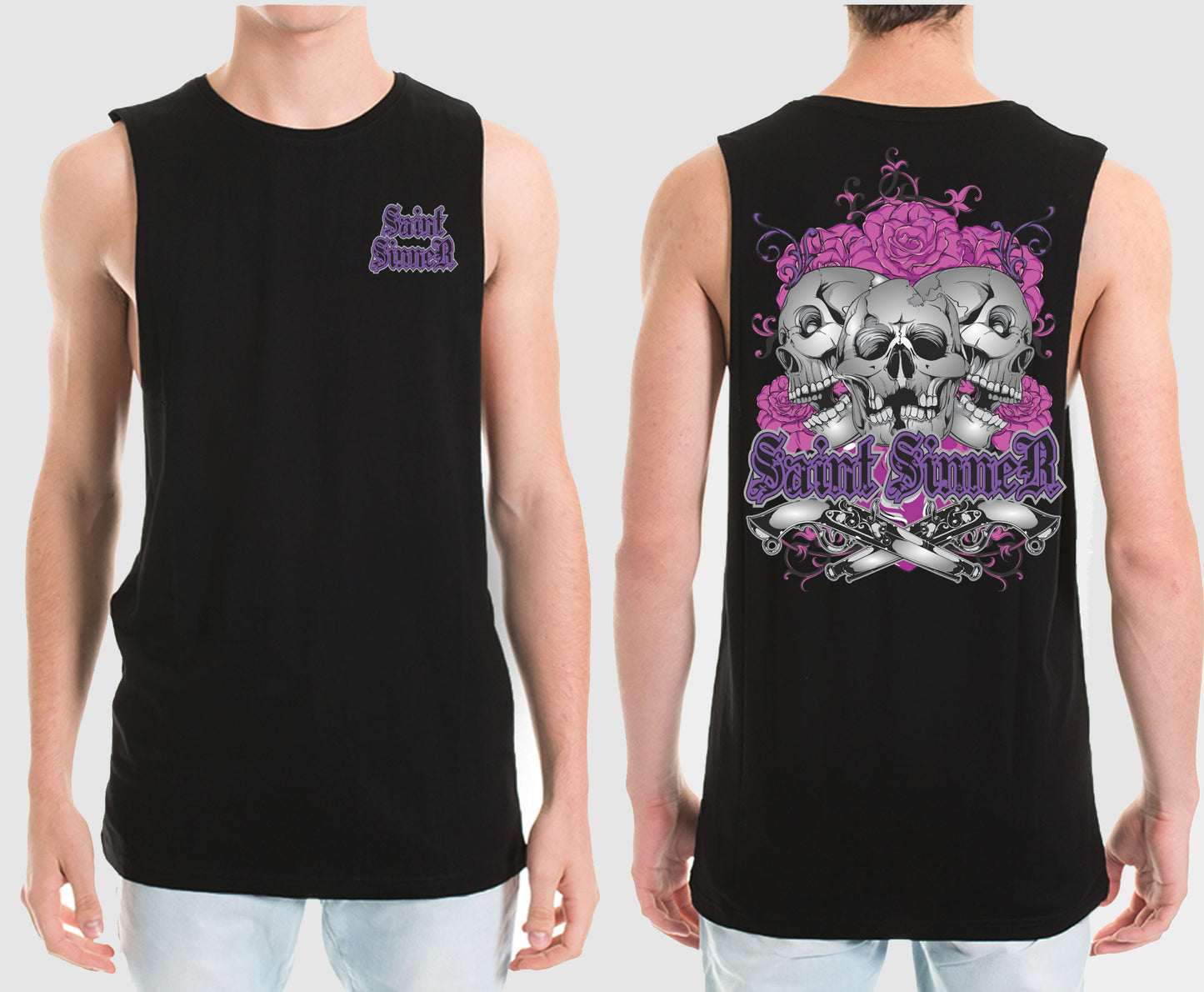 2 GUNS MUSCLE TEE | SAINT SINNER STREETWEAR