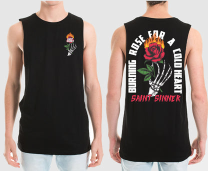 BURNING ROSE MUSCLE TEE | SAINT SINNER STREETWEAR