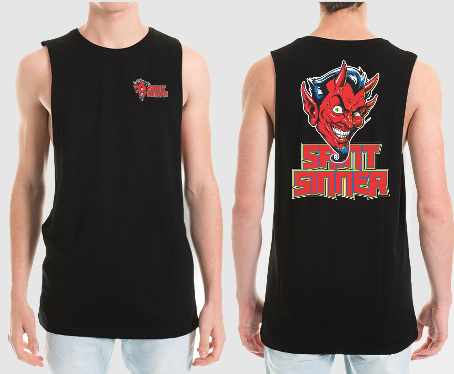 DEVIL FACE MUSCLE TEE | SAINT SINNER STREETWEAR