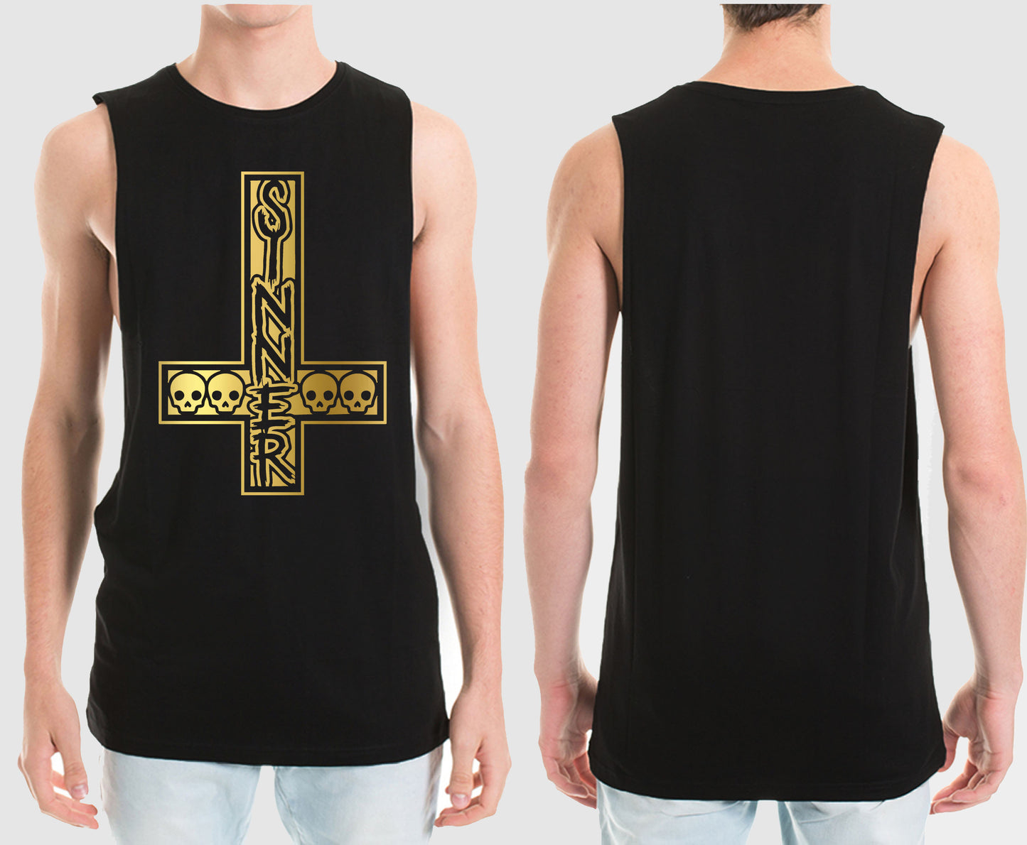 SINNER CROSS MUSCLE TEE | SAINT SINNER STREETWEAR