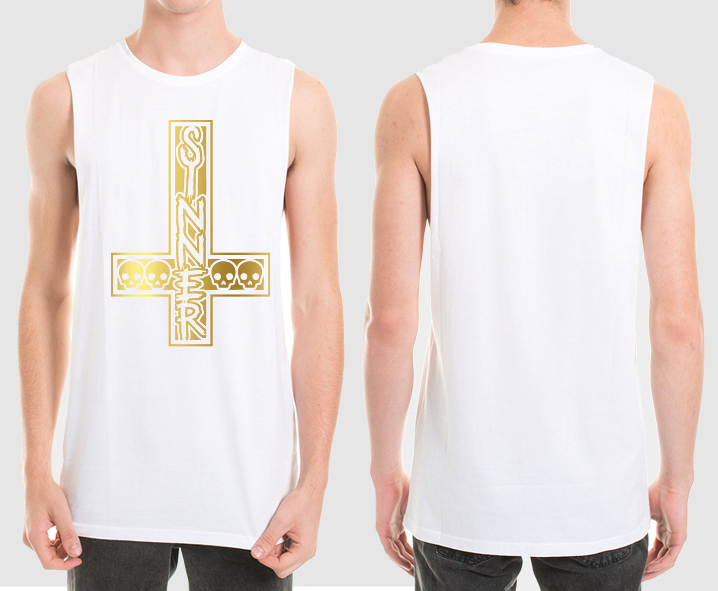 SINNER CROSS MUSCLE TEE | SAINT SINNER STREETWEAR