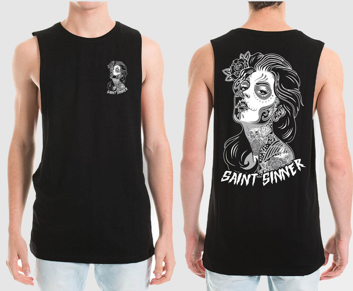 SUGAR SKULL MUSCLE TEE | SAINT SINNER STREETWEAR