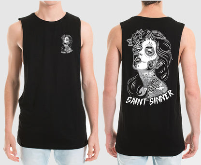 SUGAR SKULL MUSCLE TEE | SAINT SINNER STREETWEAR