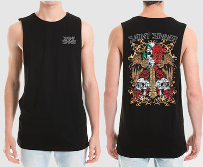 SKULL CROSS MUSCLE TEE | SAINT SINNER STREETWEAR
