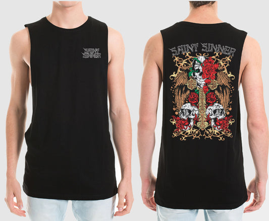 SKULL CROSS MUSCLE TEE | SAINT SINNER STREETWEAR