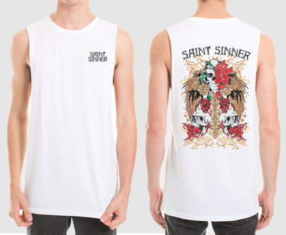 SKULL CROSS MUSCLE TEE | SAINT SINNER STREETWEAR