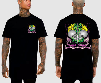 2 SKULLS TALL TEE | SAINT SINNER STREETWEAR