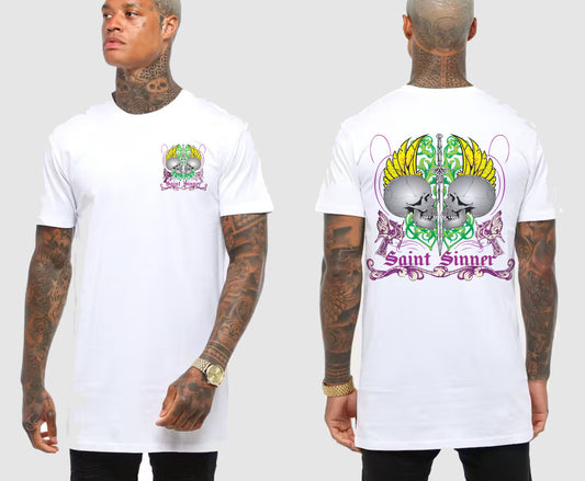 2 SKULLS TALL TEE | SAINT SINNER STREETWEAR