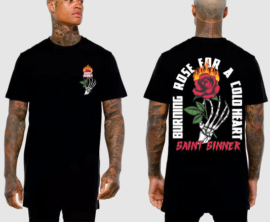 BURNING ROSE TALL TEE | SAINT SINNER STREETWEAR