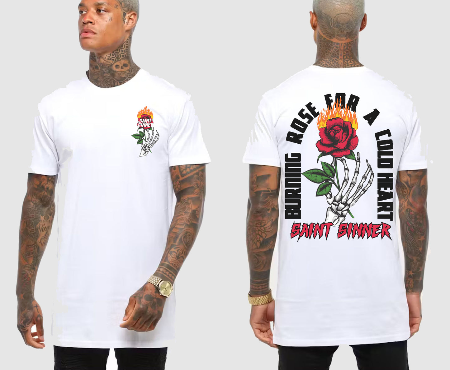 BURNING ROSE TALL TEE | SAINT SINNER STREETWEAR